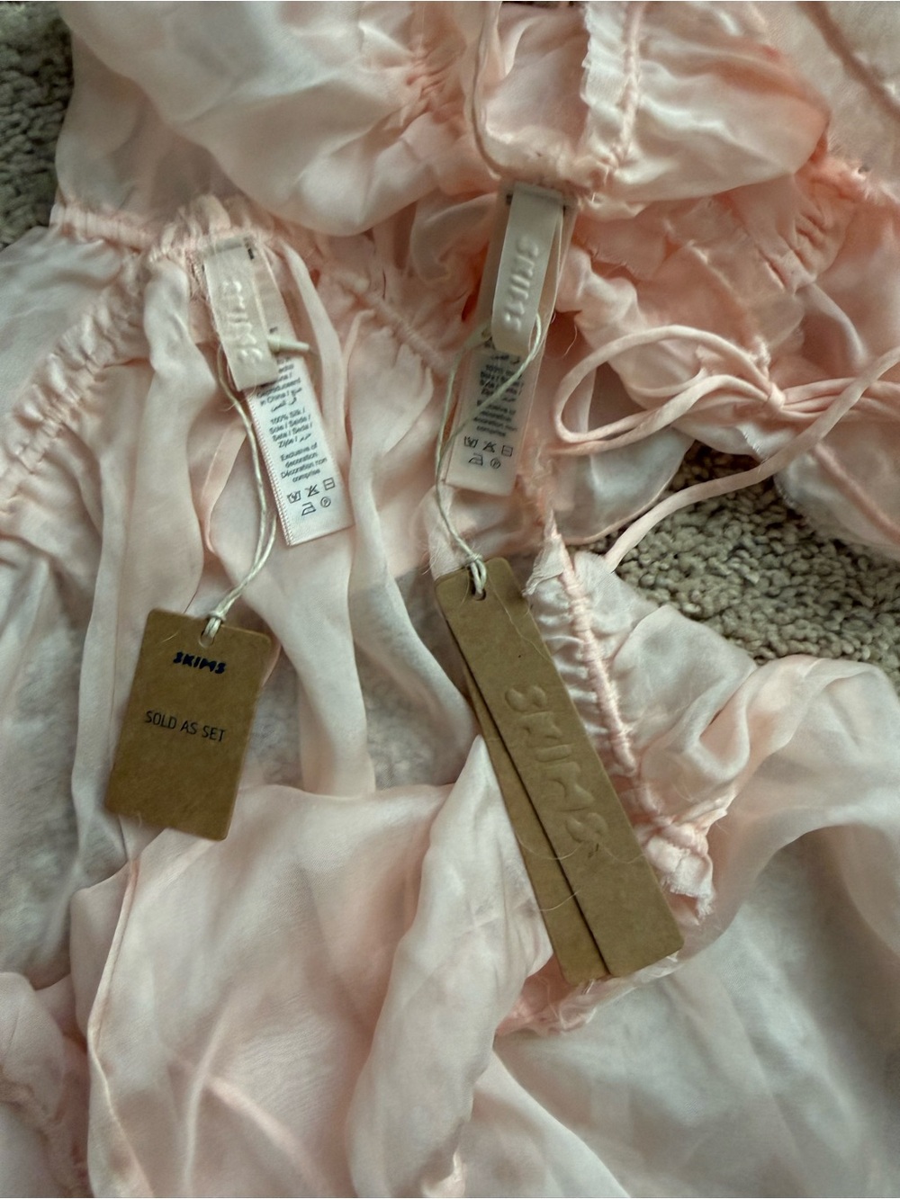 SKIMS Romance Babydoll Top & Short Silk Set - Picture 2 of 5